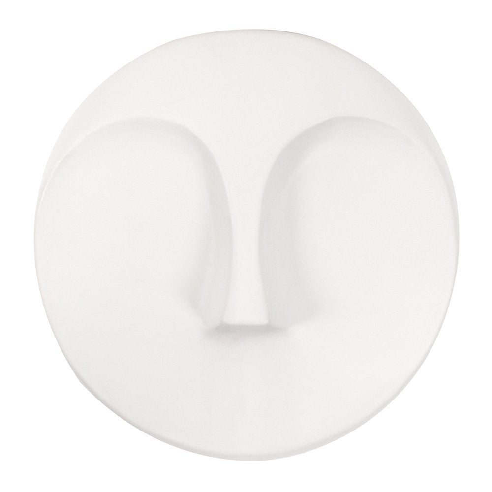 Howard Elliott Collection Oval Wall Hanging Face Sculpture, Contemporary Ceramic Accent for Entryway, Living Room, Hallway or Bedroom Decor, Matte White
