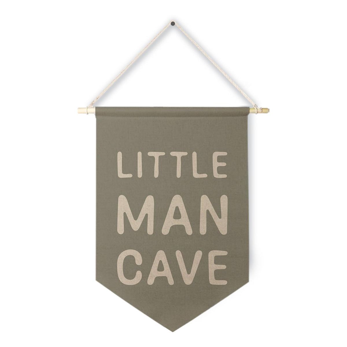 Qpenm Little Man Cave Hanging Wall Canvas Banner, Kids Playroom Hanging Pennant Flag Prints, Nursery Boy Wall Decor, Baby Boy Wall Art poster&prints