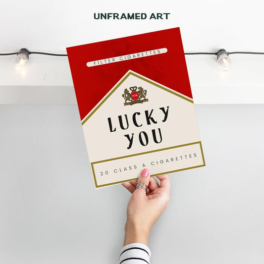 Cute Aesthetic Trendy wall decor - Lucky You Gallery Wall Art & Decor - 70s Retro Vintage Minimalist Modern art - Funky Decor - Maximalist Eclectic Home Decor - Preppy Positive Quotes Posters 8x10
