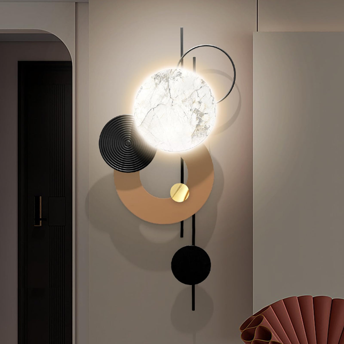HEBOIX Large Metal Wall Decor Modern Metal Wall Art 3D Wall Sculptures