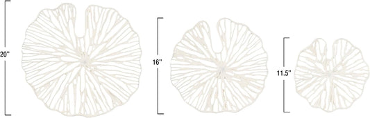 Creative Co-Op Handmade White Coral Shaped Paper & Metal Wall Decor (Set of 3 Sizes)