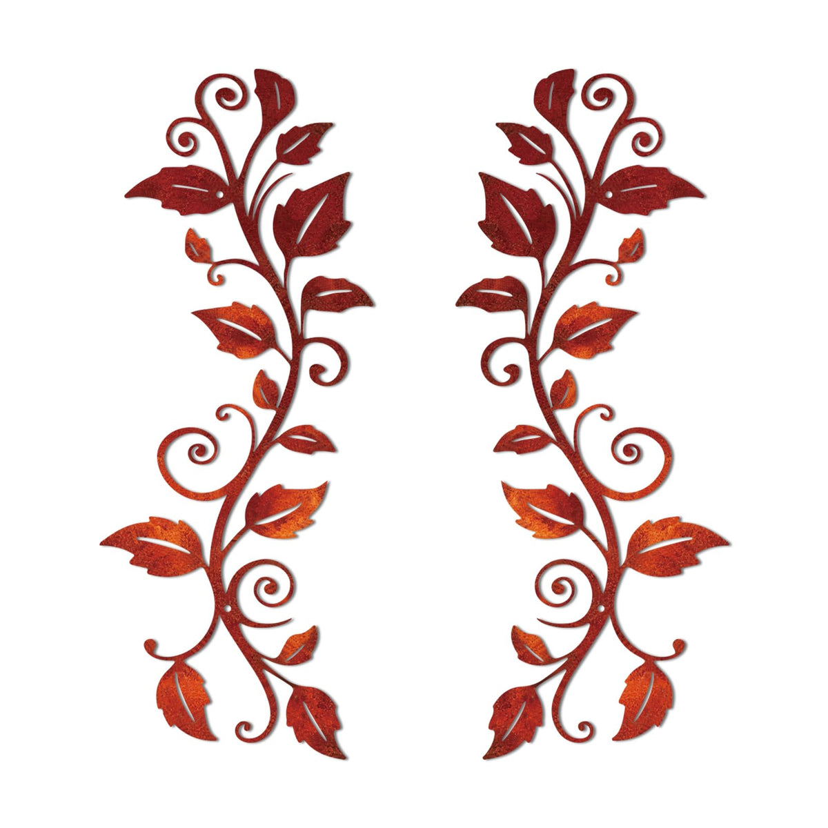 DUOOLN 2 Pcs Metal Rose Tree Leaf Wall Decor, Long Iron Scroll Vine Wall Art Above, Rustic Hanging Sign Flowers Sculpture, For Above Door Living Room Office Indoor And Outdoor Decoration - Black