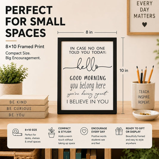 Classroom Signs for Teachers, Inspirational Teacher Decor for Classroom Wall Art Print, High School Teacher Supplies, Middle School Classroom Decorations, Back to School Decor (I Believe, 8X10, Unframed)