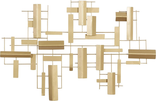 CosmoLiving by Cosmopolitan Metal Geometric Home Wall Decor 3D Stripe Wall Sculpture, Wall Art 36" x 1" x 23", Gold