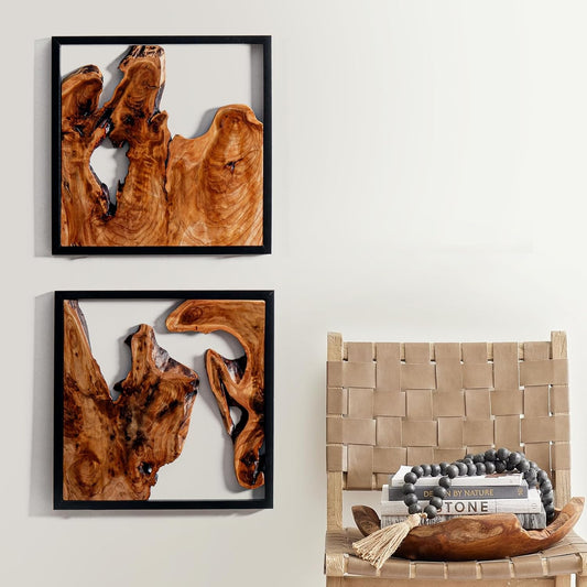 WELLAND Cedar Wall Sculptures, Set of 2, Live Edge Wood Art