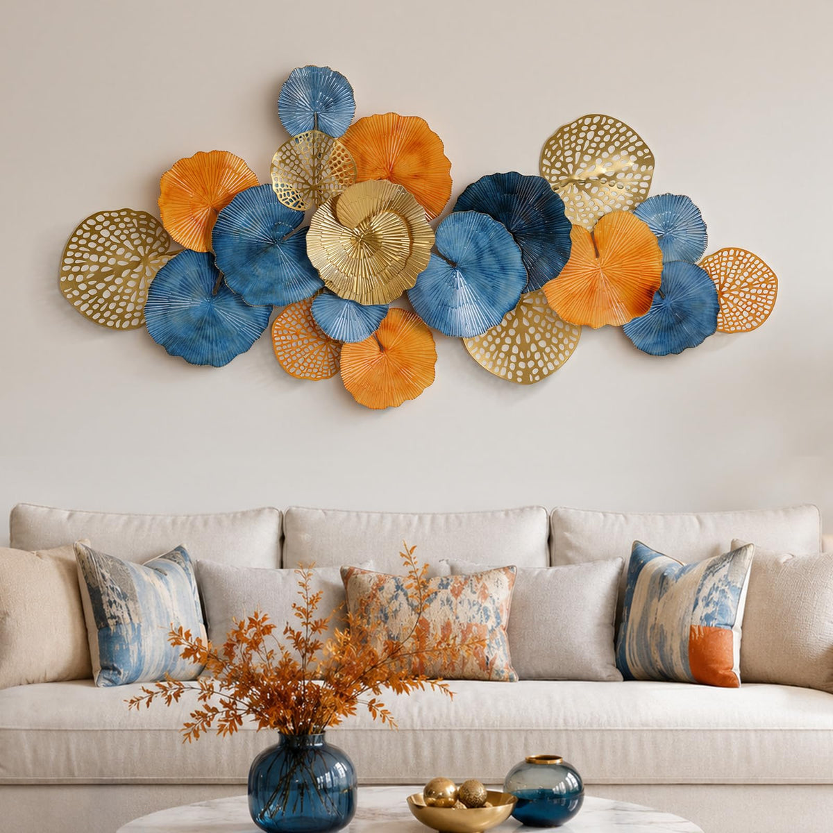 Lucky Monet Wall Art Decor Large Metal Wall Art Modern Geometric Circular Decor Wall Sculptures Wall Hanging Decoration for Living Room Dinning Room Bedroom Entryway Kitchen (Style 3)
