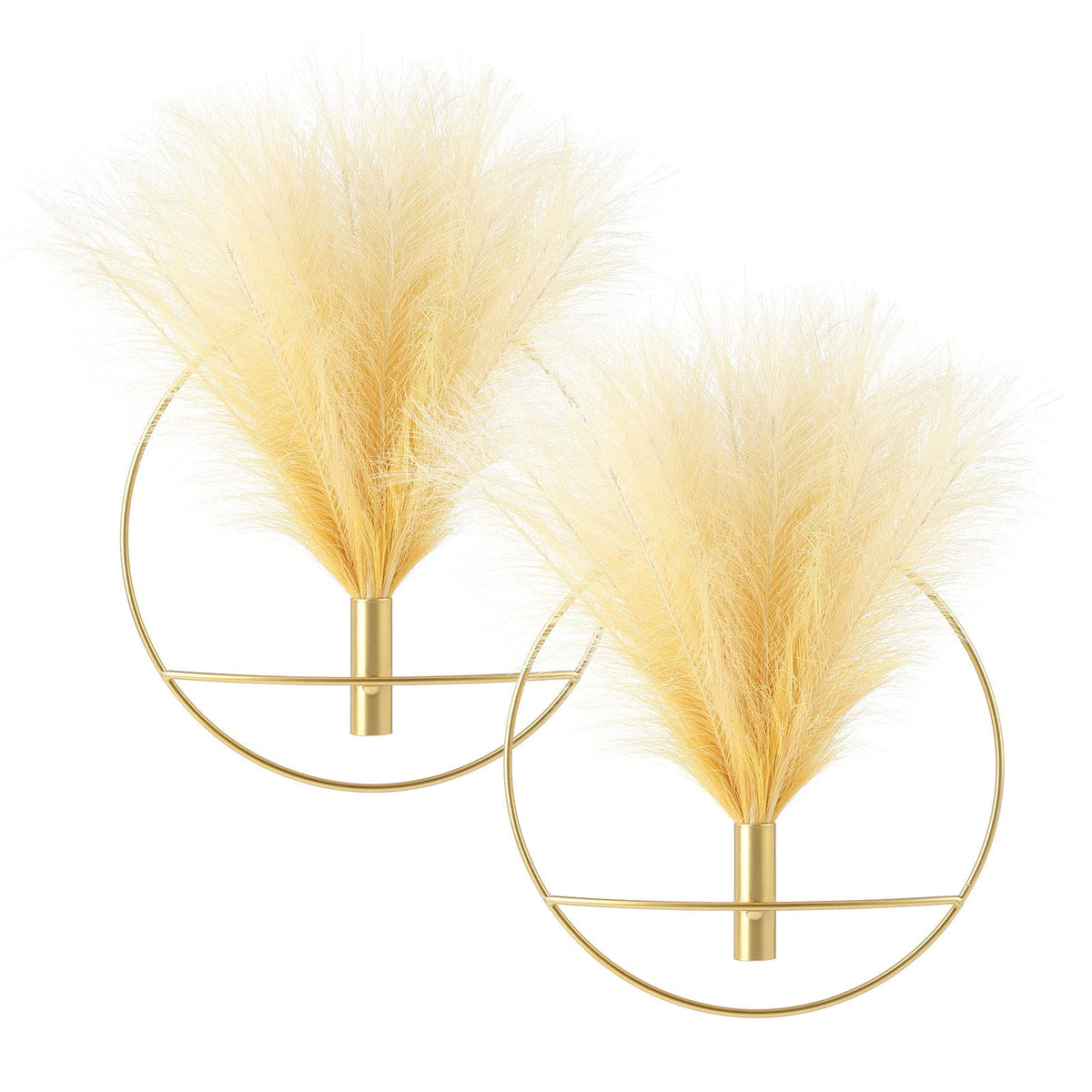 Pretty Jolly Boho Wall Decor, Wall-Mounted Metal Art, Hanging Artificial Pampas Display, Living Room, Bedroom, Bathroom, Diningroom, Fake Faux Plant 2 Pack Black Brown