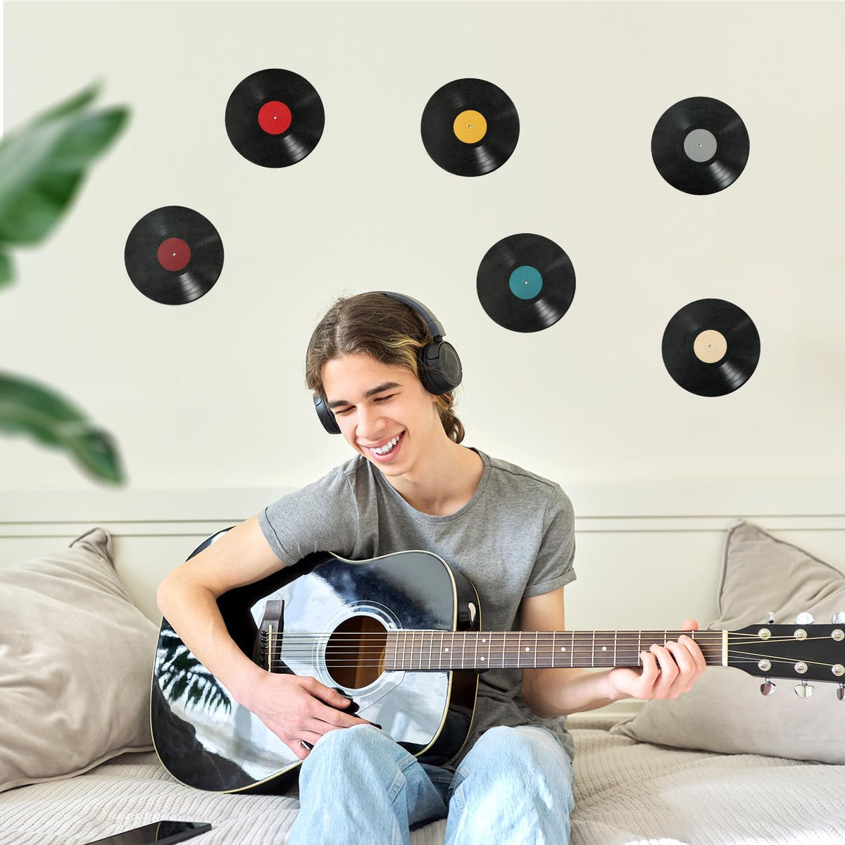 PEUTIER 8pcs Blank Vinyl Record Wall Decor, Album Cover Posters Sticker