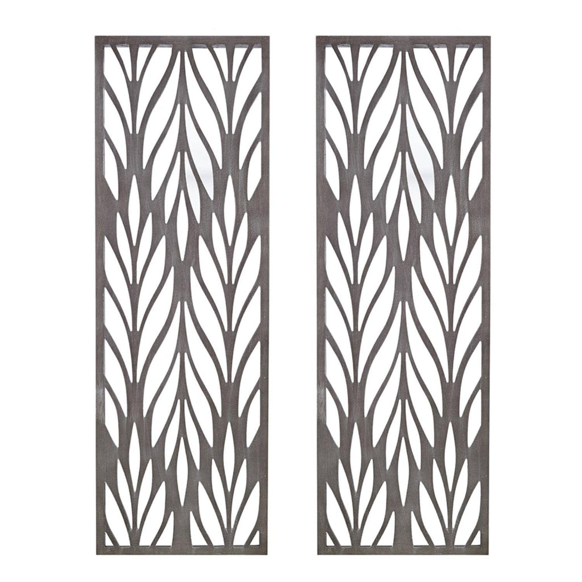 Madison Park Laurel Wall Art - Laser Cut Carved Botanical Tree Branches, Genuine Fir Wooden Framed, Rustic Finish - Modern Farmhouse Décor for Living Room, Ready to Hang Panel, 12 x 36", Grey