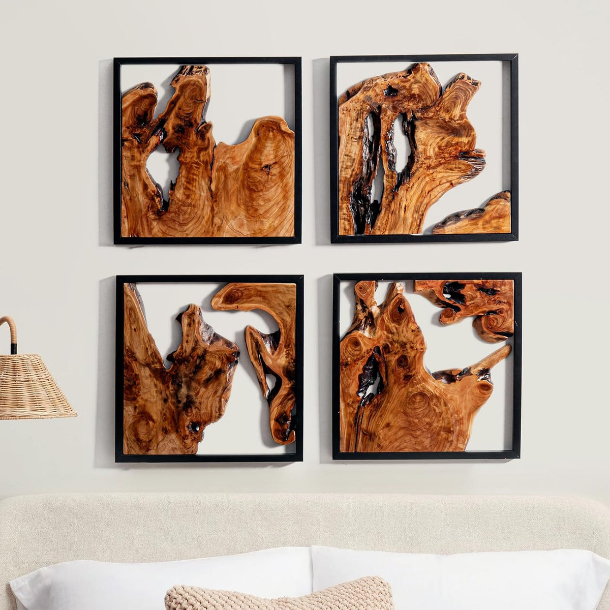 WELLAND Cedar Wall Sculptures, Set of 2, Live Edge Wood Art