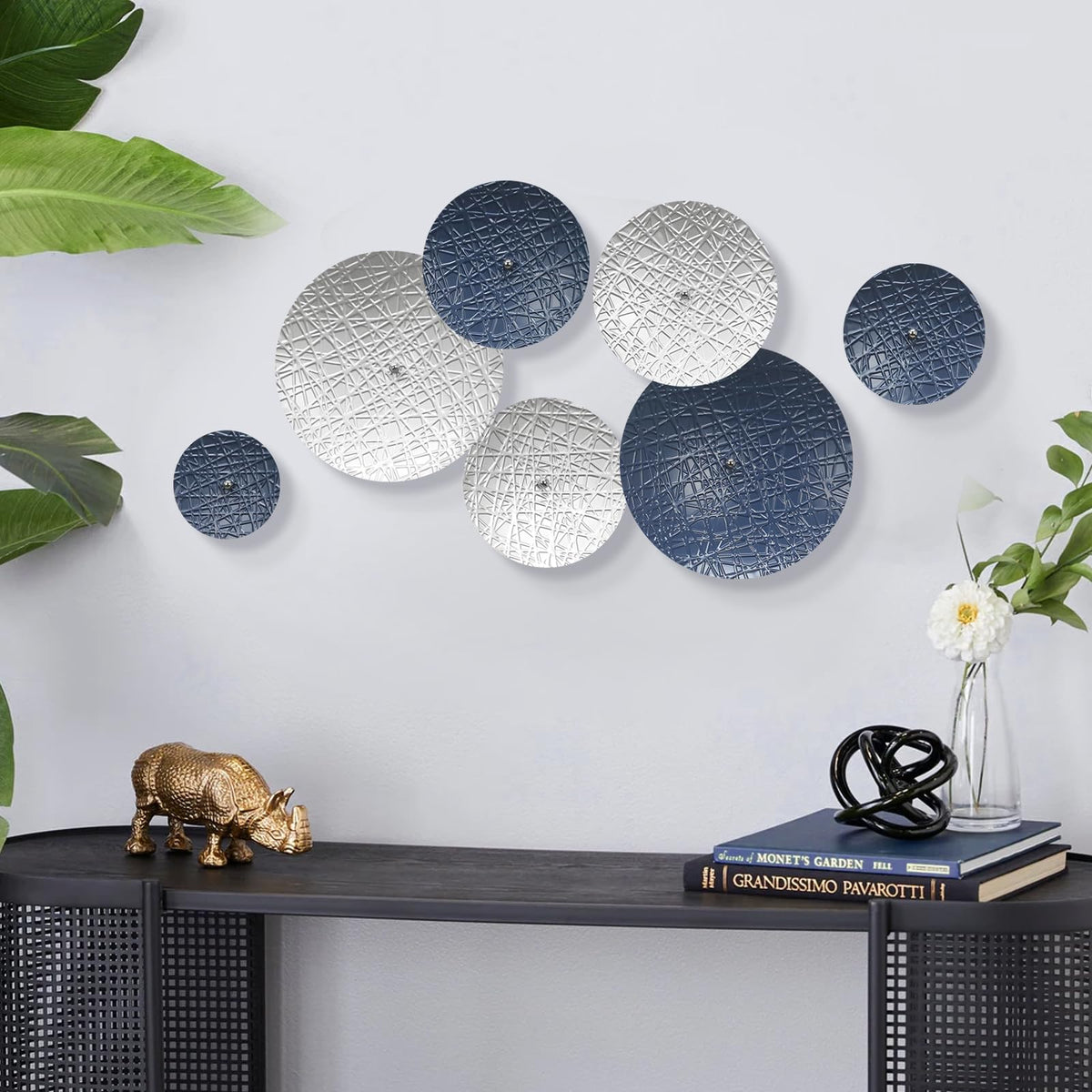 Gold Wall Decor for Living Room, 7PCS Metal Wall Art Plate Statement