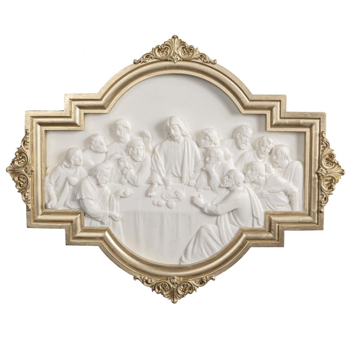 ShineOnAngel The Last Supper Wall Sculpture Gold Framed Relief Wall Art Leonardo da Vinci Last Supper Wall Decor for Dining Room 12.5 Inch Modern Home Decor
