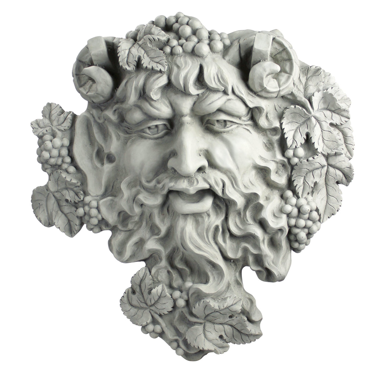 Design Toscano Bacchus, Grape Harvest Wine Greek Greenman Face Wall Sculpture, Medium, 12 inches tall, Cast Stone Resin, Antique Stone Finish