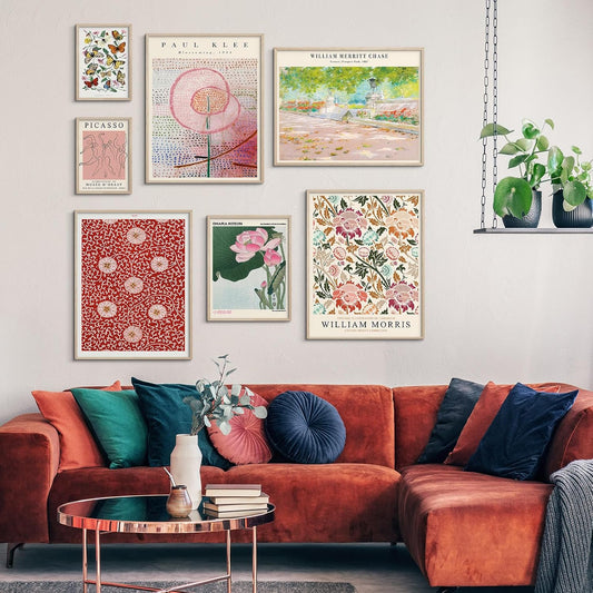 Habseligkeit Flower Posters for Room Aesthetic, Boho Wall Art Prints, Unique Vintage Wall Decor Aesthetic Eclectic Home Decor Bedroom Living Room Unframed, Set of 7