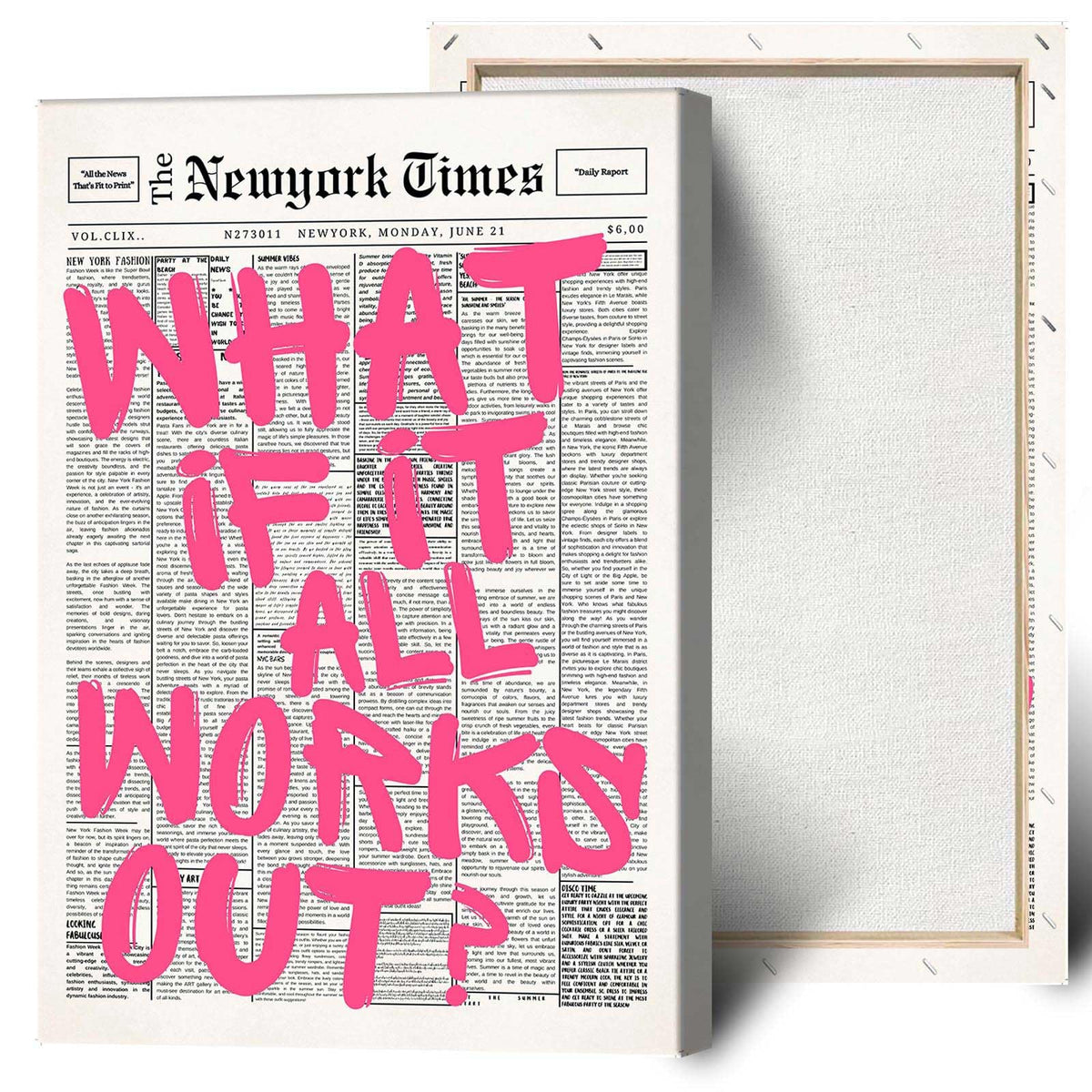 Drimiler Retro Black And White Newspaper Poster What If It All Works Out Canvas Wall Art Positive Affirming Quote Minimalist Prints Painting For Home Bedroom Dorm Wall Decor 8x12in Unframed