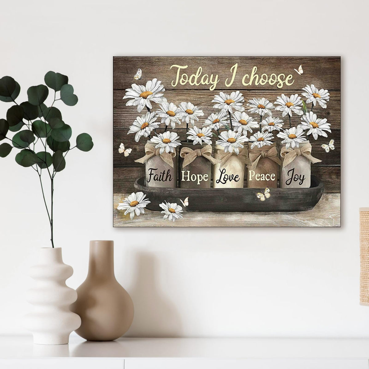 1pc “Today Choose” Golden Flower Canvas Wall Art, Decor for Living Room & Bedroom, 30 * 45cm/12 * 18in Unframed
