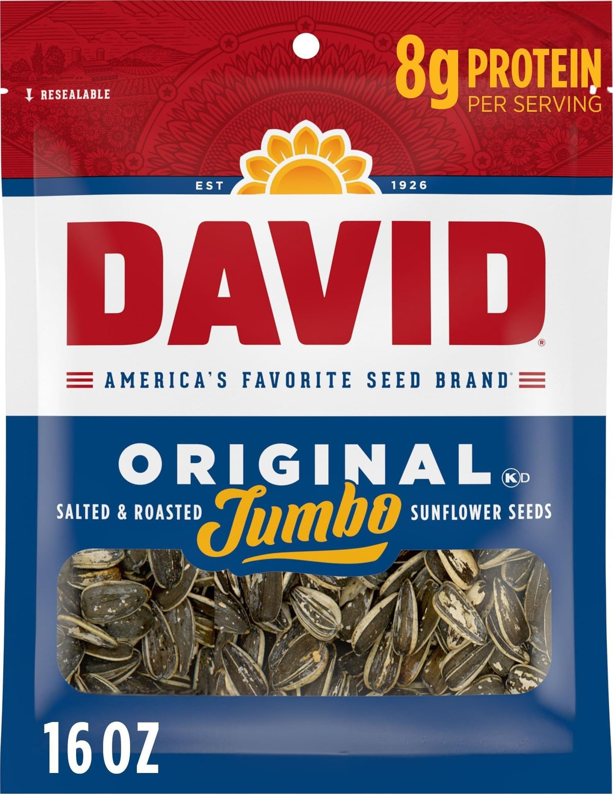 DAVID Jumbo Sunflower Seeds, Original Flavor, 16 oz.