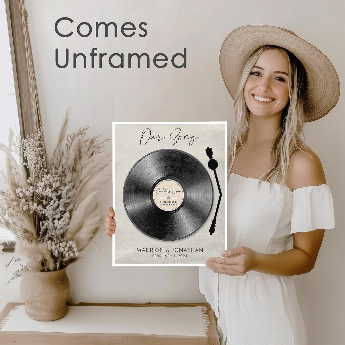 DREAM BIG PRINTABLES Customizable Couples Our Song Art Print | Personalized Wall Art with Your Favorite Song | Names and Date | Unique Romantic Gift for Anniversary | Wedding | or Valentine’s Day