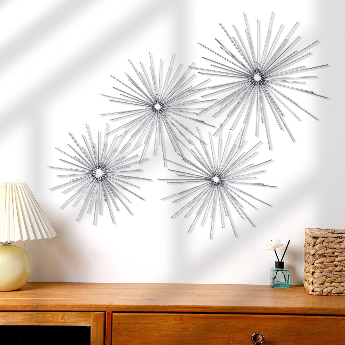 Shimeyao 4 Pcs Gold Starburst Wall Decor, Metal 3D Spike Wall Art Set