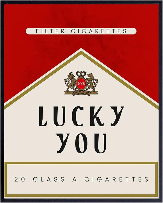 Cute Aesthetic Trendy wall decor - Lucky You Gallery Wall Art & Decor - 70s Retro Vintage Minimalist Modern art - Funky Decor - Maximalist Eclectic Home Decor - Preppy Positive Quotes Posters 8x10