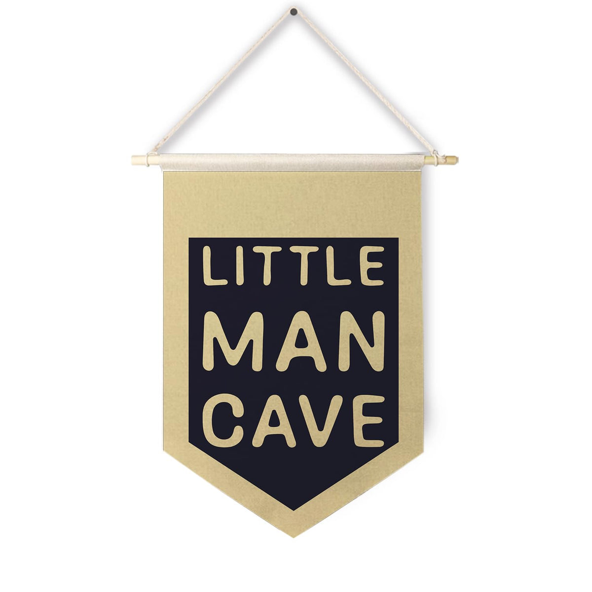 Qpenm Little Man Cave Hanging Wall Canvas Banner, Kids Playroom Hanging Pennant Flag Prints, Nursery Boy Wall Decor, Baby Boy Wall Art poster&prints