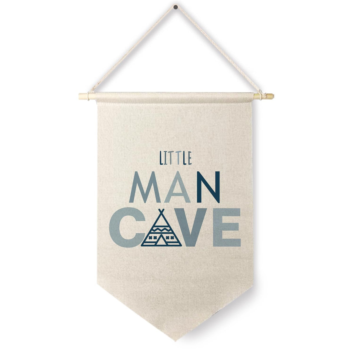 Qpenm Little Man Cave Hanging Wall Canvas Banner, Kids Playroom Hanging Pennant Flag Prints, Nursery Boy Wall Decor, Baby Boy Wall Art poster&prints