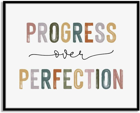 Classroom Signs Wall Art, Progress Over Perfection Growth Mindset Poster for Kids Students, Teacher Decor for Classroom, Inspirational School Office Homeschool Room Decor (10"L x 8"W Unframed, Unframed)