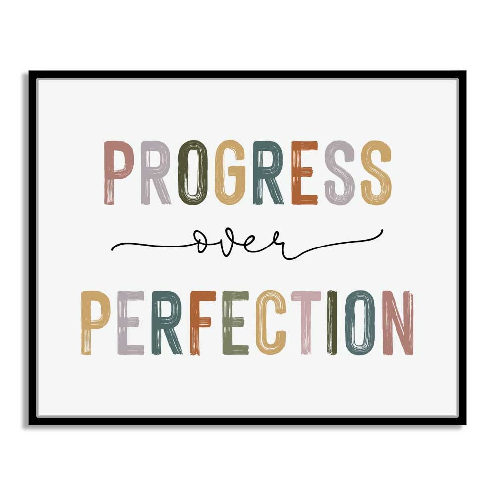 Classroom Signs Wall Art, Progress Over Perfection Growth Mindset Poster for Kids Students, Teacher Decor for Classroom, Inspirational School Office Homeschool Room Decor (10"L x 8"W Unframed, Unframed)
