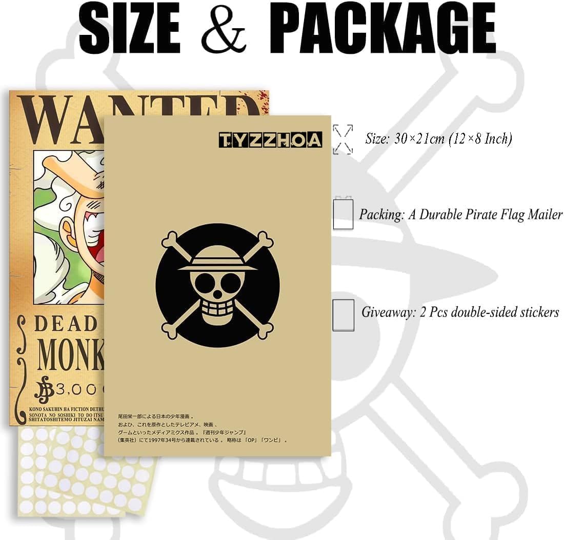 TYZZHOA 25PCS Anime [OP] Wanted Posters 30x21cm, New Bounty Edition (Retro)
