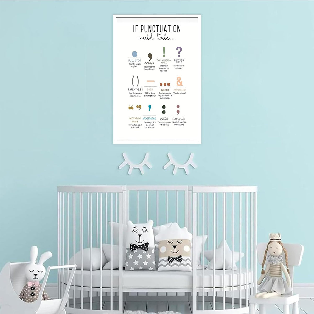 If Punctuation Could Talk Posters Boho Style Grammar Canvas Wall Art English Classroom Middle School High School Educate Prints Painting For Home Bedroom Dorm Wall Decor 12x16in Unframed