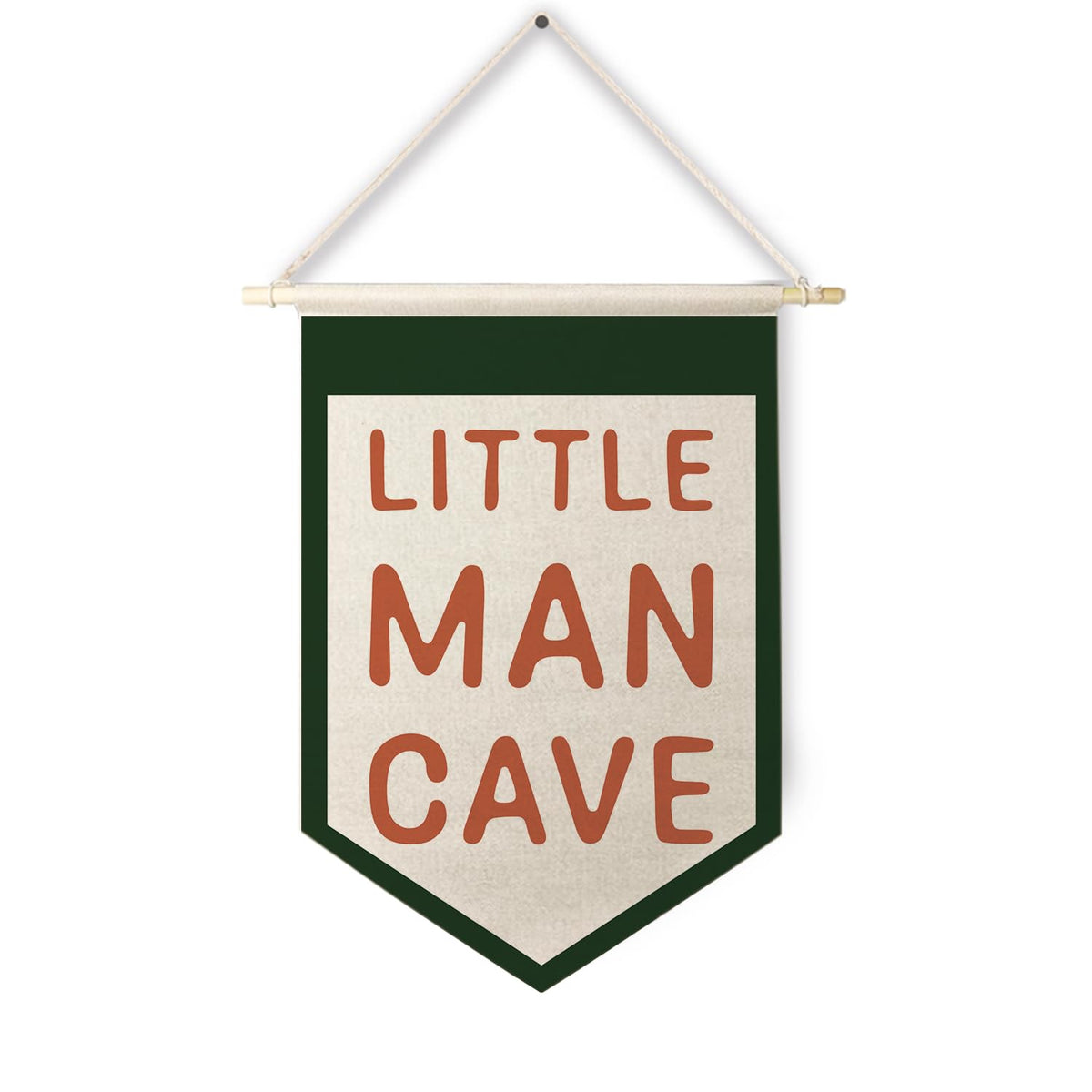Qpenm Little Man Cave Hanging Wall Canvas Banner, Kids Playroom Hanging Pennant Flag Prints, Nursery Boy Wall Decor, Baby Boy Wall Art poster&prints