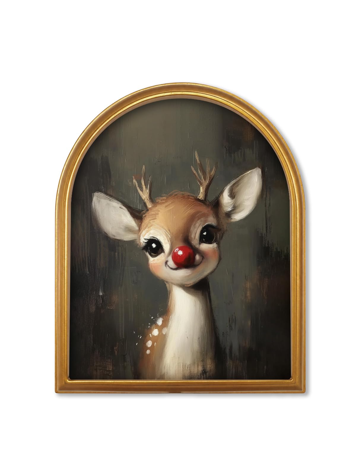 TwoDays Vintage Christmas Tree 11" x 13.8" Gold Arched Framed Wall Art