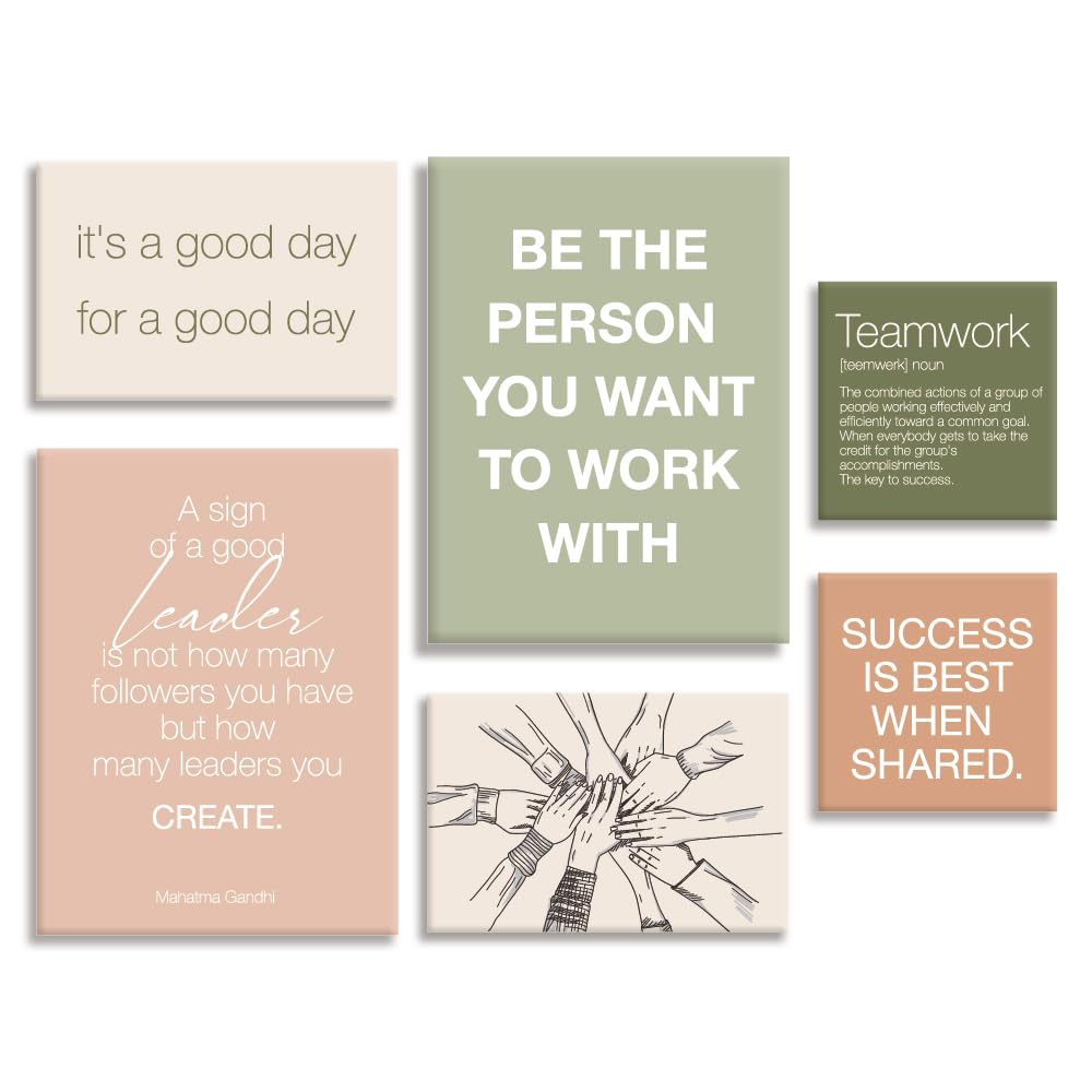 YEOION Office Wall Decor-Motivational Teamwork Wall Art Framed Set of 6