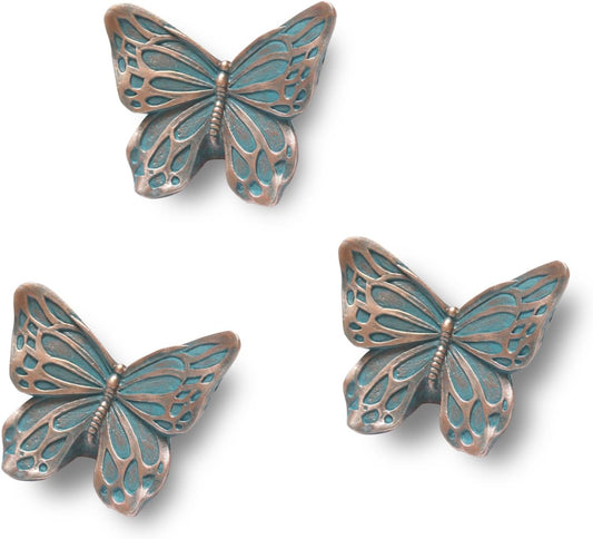 XANVYOV 3D Butterfly Wall Decor Set of 3, Antique Blue Resin Butterfly Wall Art, Vintage Wall Sculpture for Living Room, Bedroom, Bathroom, Dining Room, Outdoor Spaces, and Gallery Walls