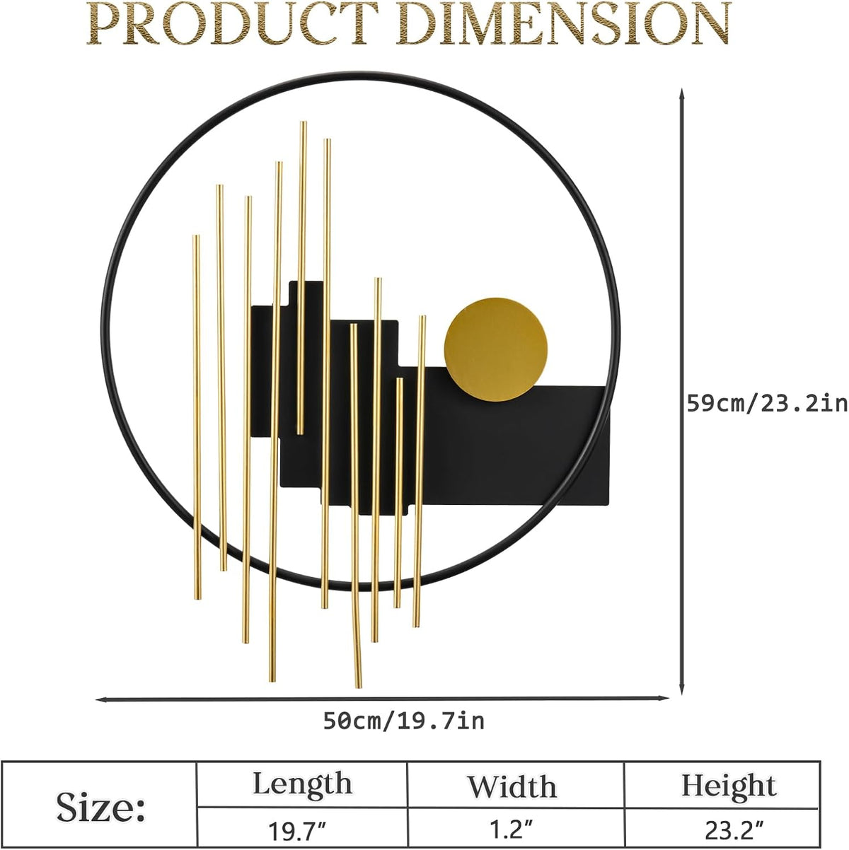 HYVAKUPPA 3D Large Metal Wall Decor Modern Aesthetic Wall Sculptures 19.7''x23.2'' Luxury Geometric Circular Decor Wall Art Artwork for Bedroom Dining Living Room Wall Decorations