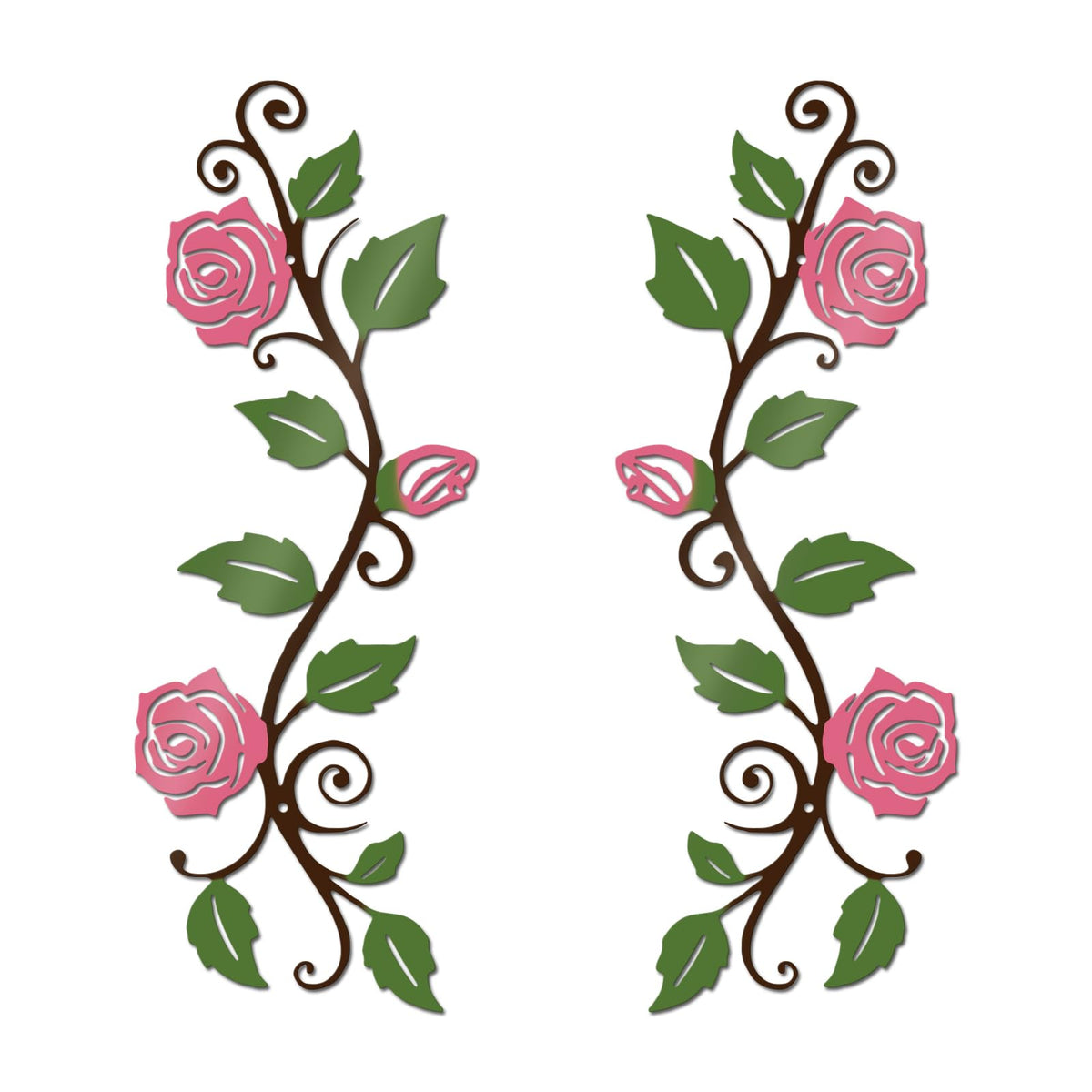 DUOOLN 2 Pcs Metal Rose Tree Leaf Wall Decor, Long Iron Scroll Vine Wall Art Above, Rustic Hanging Sign Flowers Sculpture, For Above Door Living Room Office Indoor And Outdoor Decoration - Black