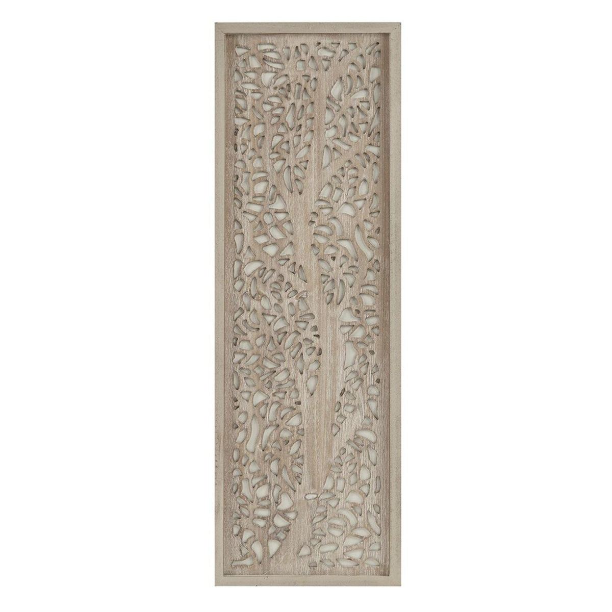 Madison Park Laurel Wall Art - Laser Cut Carved Botanical Tree Branches, Genuine Fir Wooden Framed, Rustic Finish - Modern Farmhouse Décor for Living Room, Ready to Hang Panel, 12 x 36", Grey