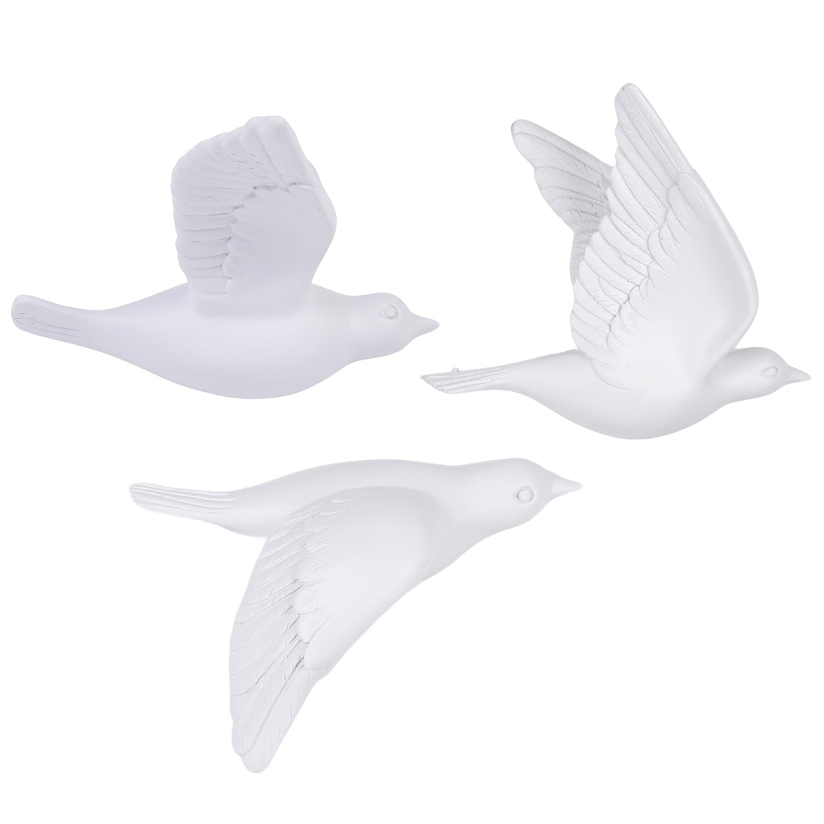 Gold 3D Flying Bird Wall Decor Set of 3, Resin Bird Wall Sculptures