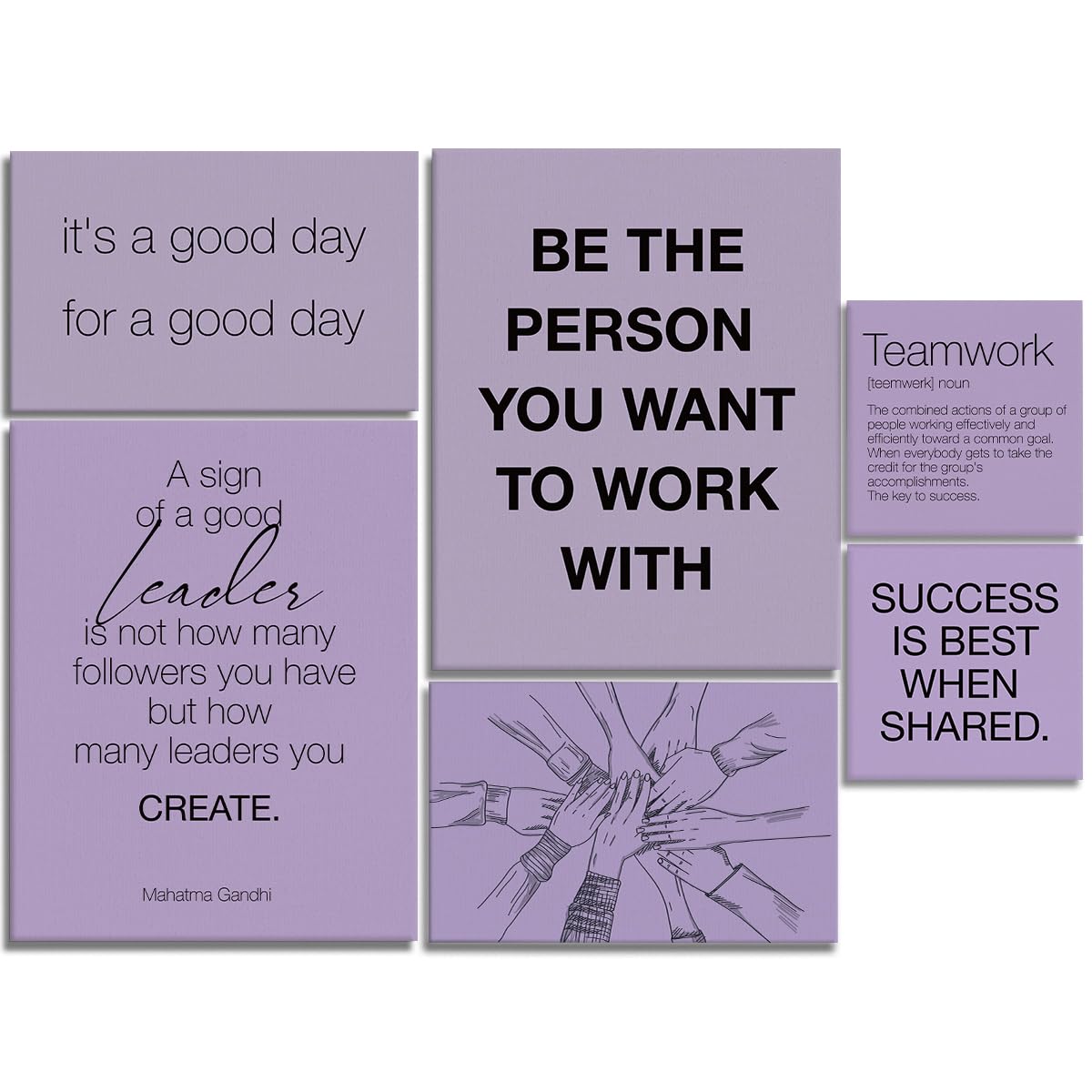YEOION Office Wall Decor-Motivational Teamwork Wall Art Framed Set of 6