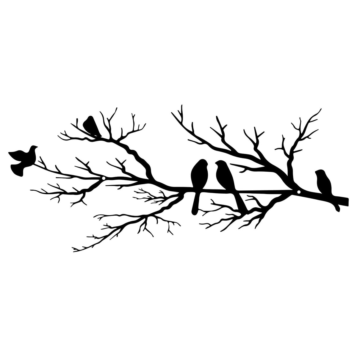Metal Birds Wall Art, Metal Vivid Birds on Branch Silhouette Wall Decor Black Leaves with Bird Outdoor Hanging Wall Sculpture for Home Balcony Garden(Large)