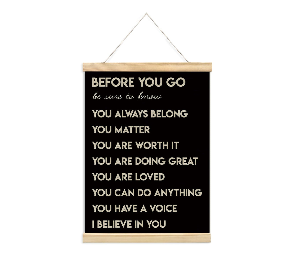 Positive Affirmations Inspirational Classroom Nursery Wall Art Decor, 12x16