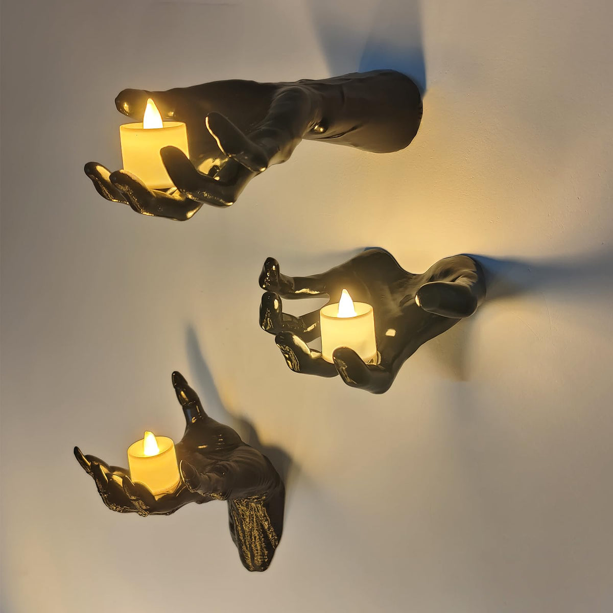 Halloween Decorations Indoor Outdoor 3 Pack Wall Mount Creepy Hands&Candles