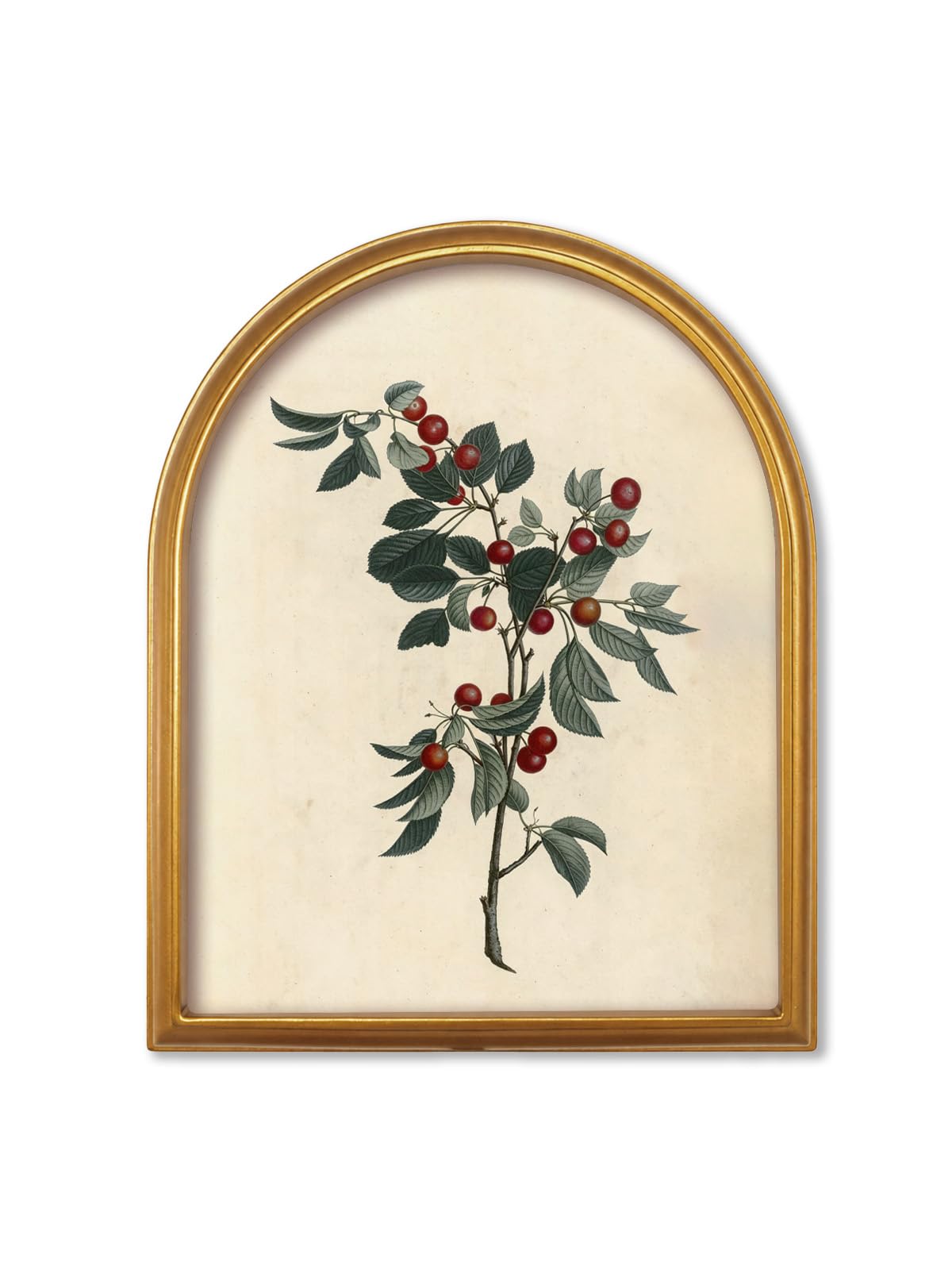 TwoDays Vintage Christmas Tree 11" x 13.8" Gold Arched Framed Wall Art
