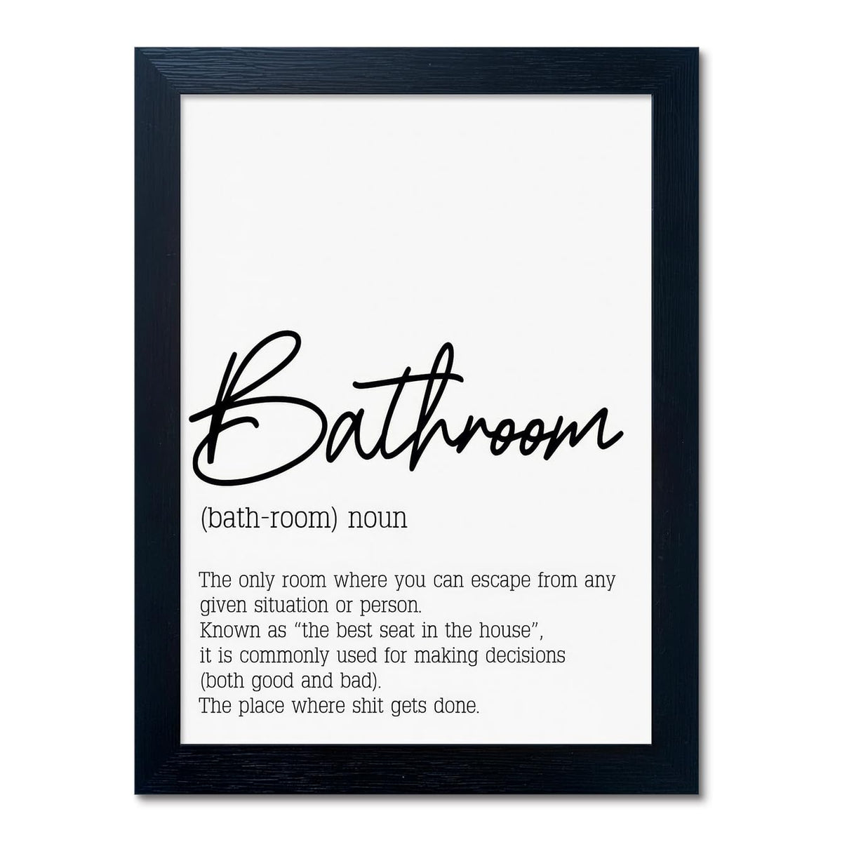 Bathroom Quotes Wall Decor, Black and White Bathroom Wall Art, Toilet Decor Signs Small Black Framed Canvas Art for Kid's Washroom