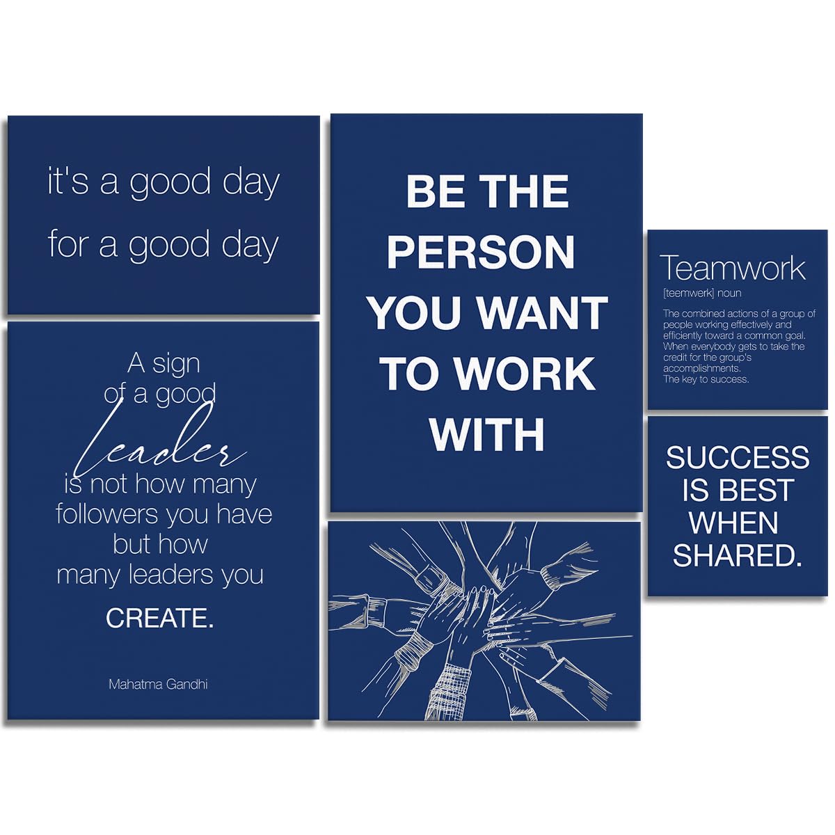 YEOION Office Wall Decor-Motivational Teamwork Wall Art Framed Set of 6