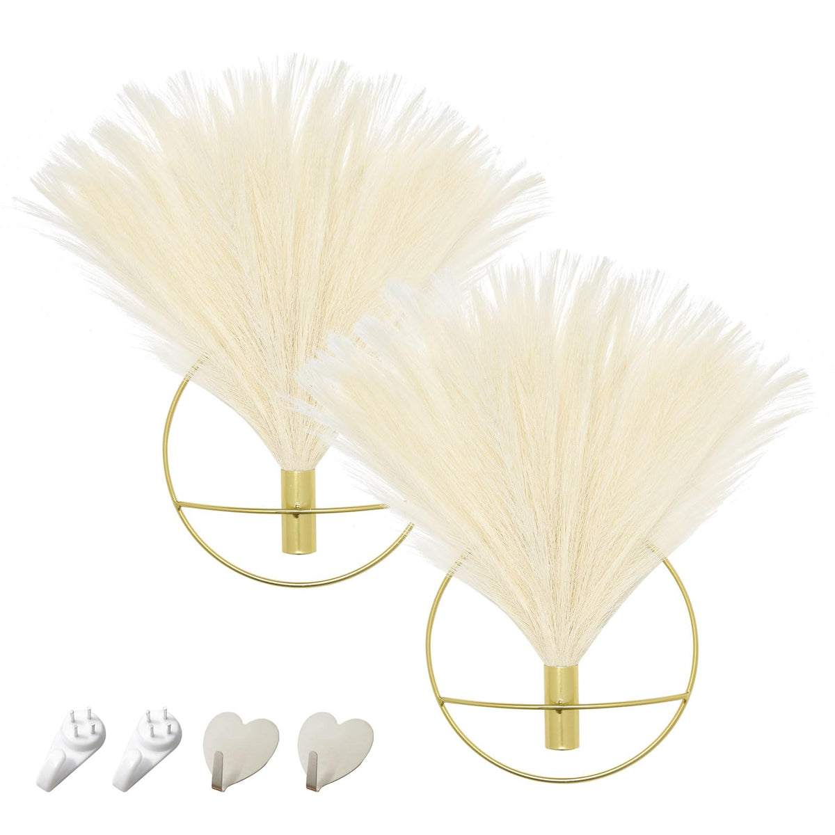 Pretty Jolly Boho Wall Decor, Wall-Mounted Metal Art, Hanging Artificial Pampas Display, Living Room, Bedroom, Bathroom, Diningroom, Fake Faux Plant 2 Pack Black Brown