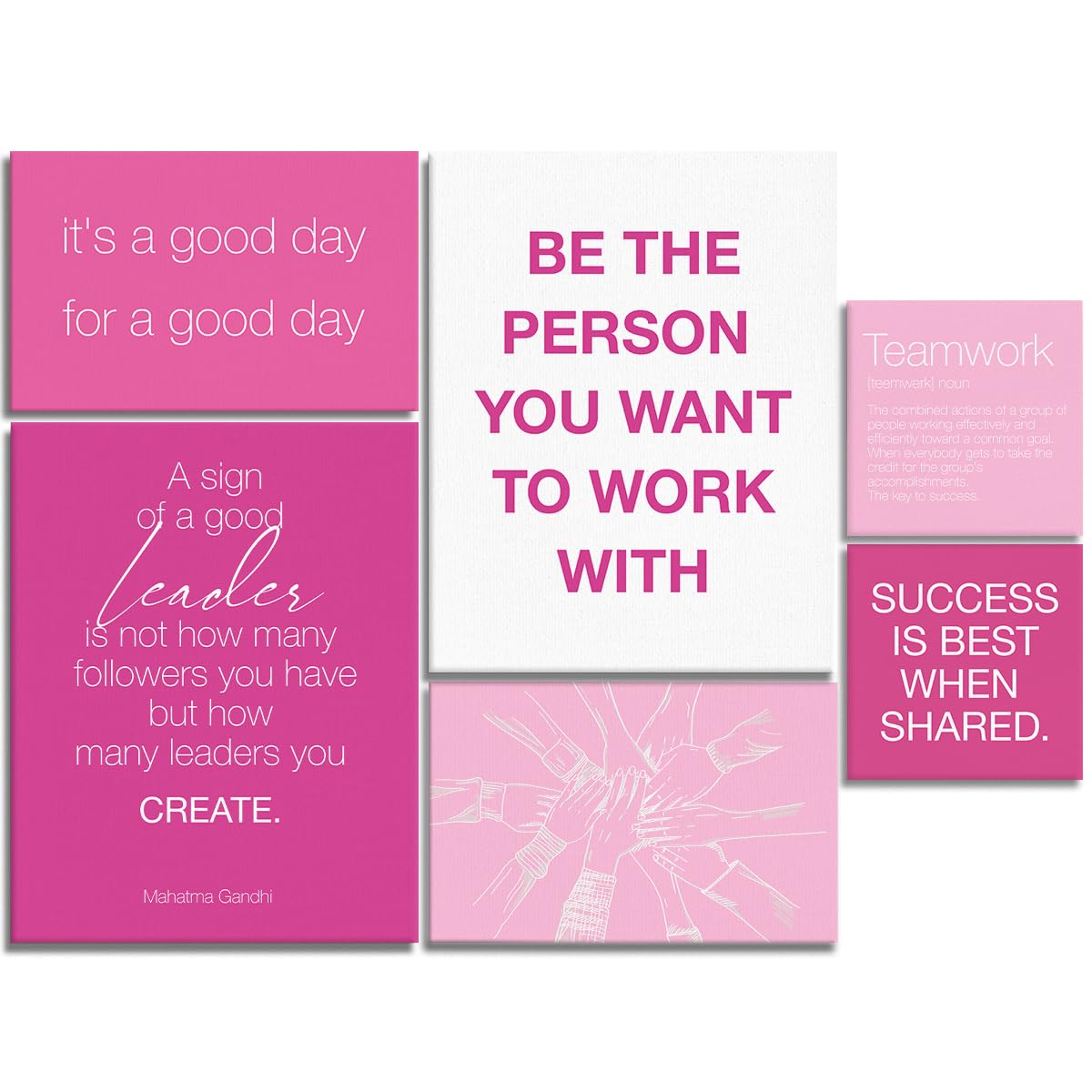 YEOION Office Wall Decor-Motivational Teamwork Wall Art Framed Set of 6
