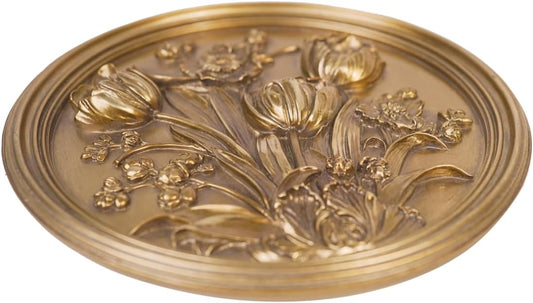 S-MANTIS Vintage Wall Sculpture,Antique Pediment,Hallway Wall Art,Hand Painted Floral Wall Decoration Accent Artworks for Indoor Kitchen Bedroom Living Room Office Outdoor Garden Patio (Antique Gold)