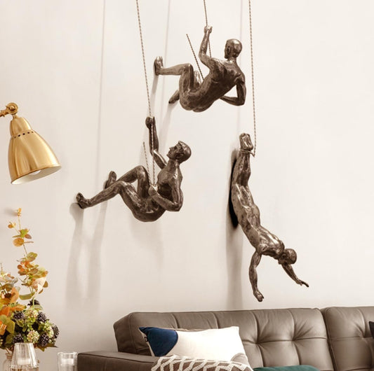 MODIRNATION 'The Alpinist' Modern Hanging Wall Figurine, Retro Stylish Resin Statue for Home and Office Decor, Nordic Art/Wall Sculpture (Climbing Man - Right Hand)