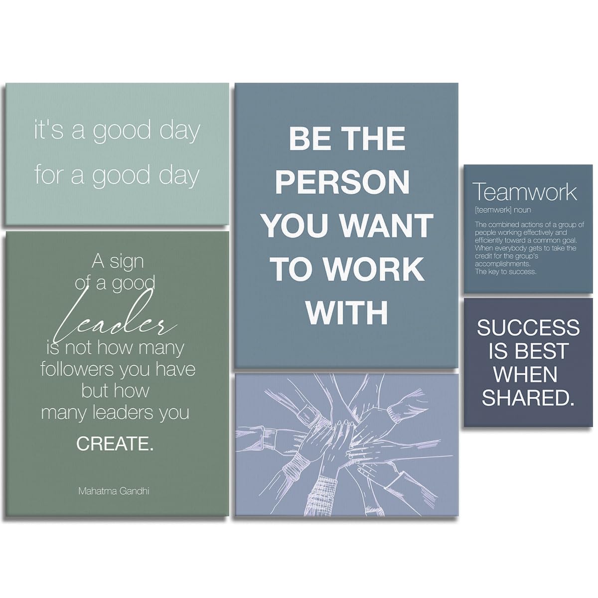 YEOION Office Wall Decor-Motivational Teamwork Wall Art Framed Set of 6